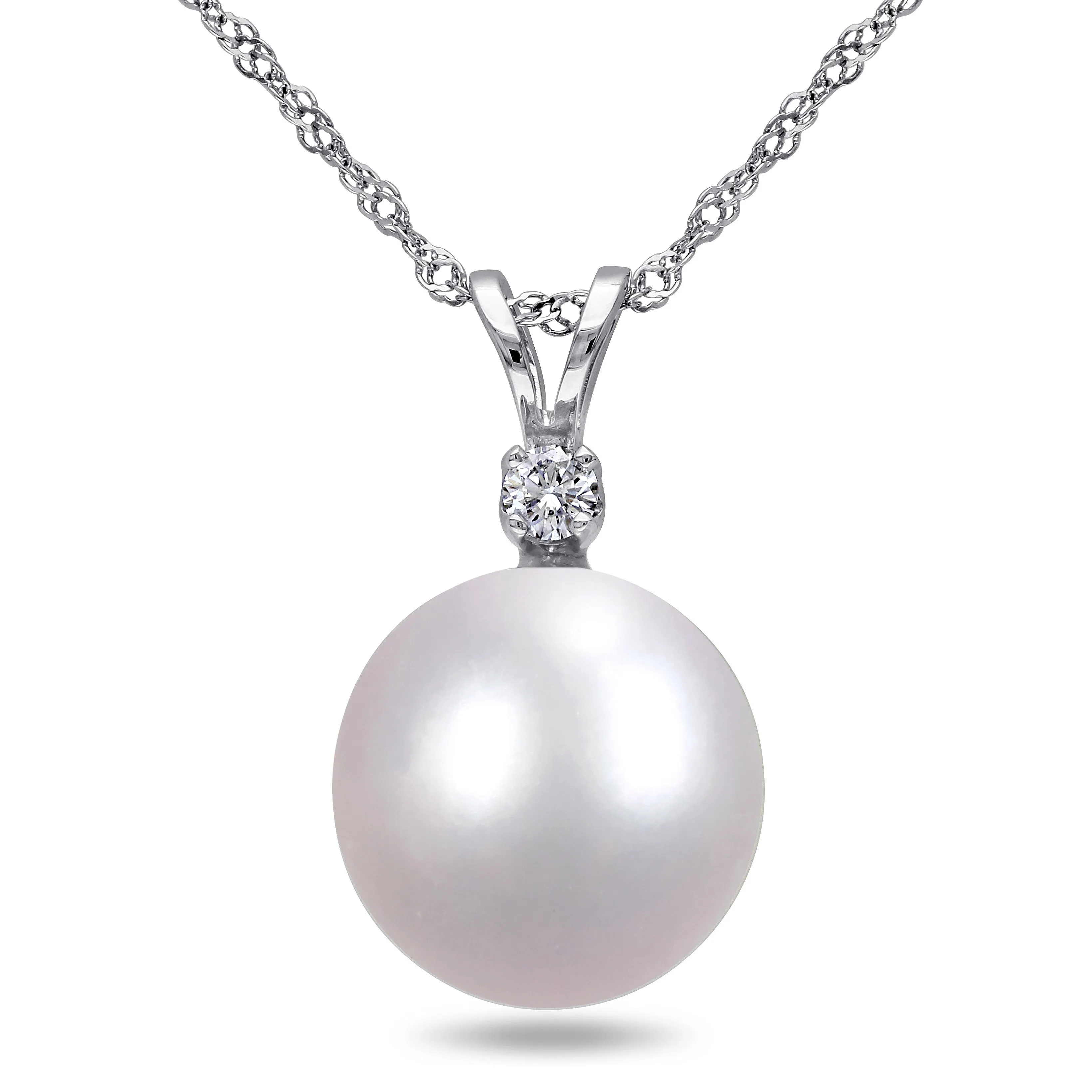 14K White Gold Pearl Pendant Necklace