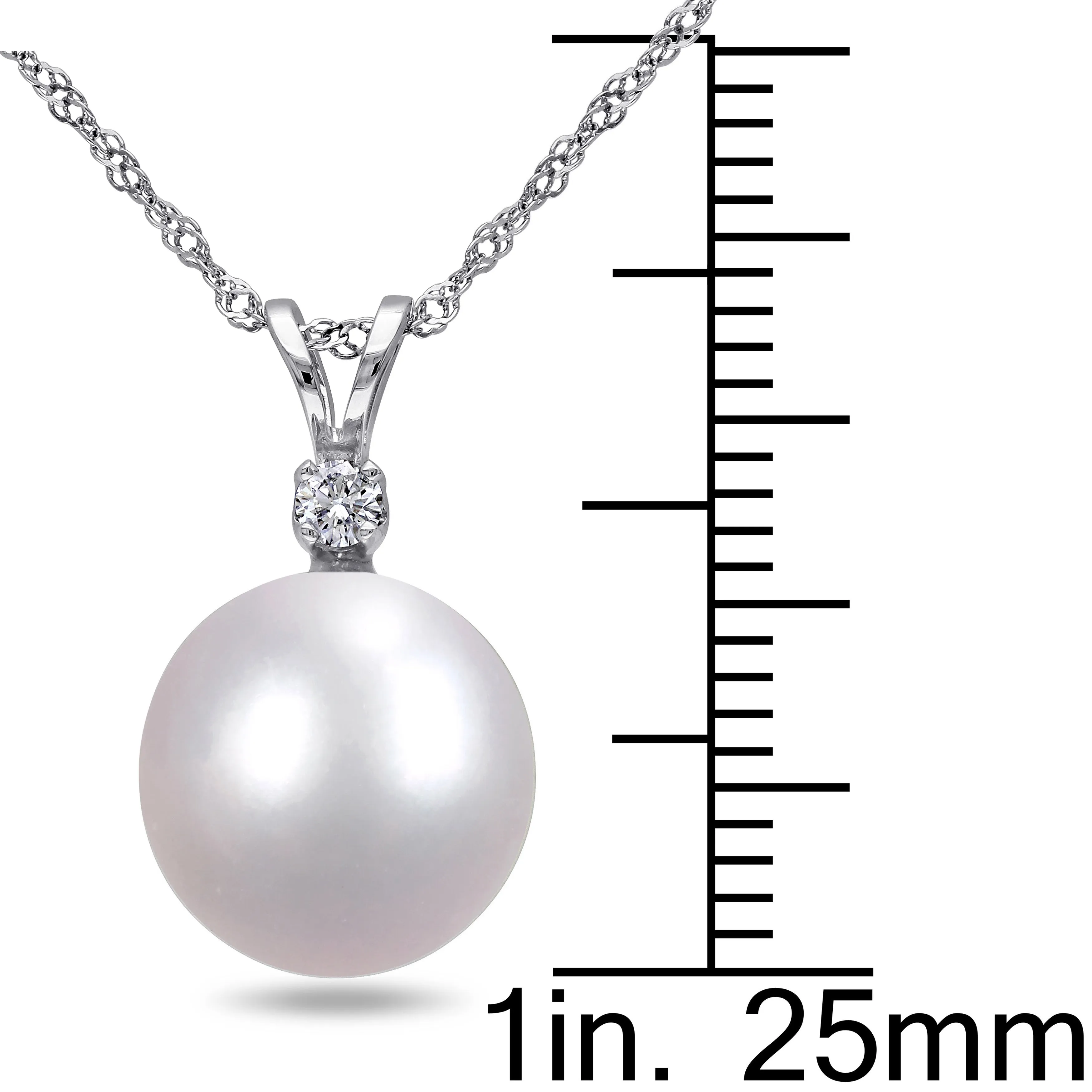 14K White Gold Pearl Pendant Necklace