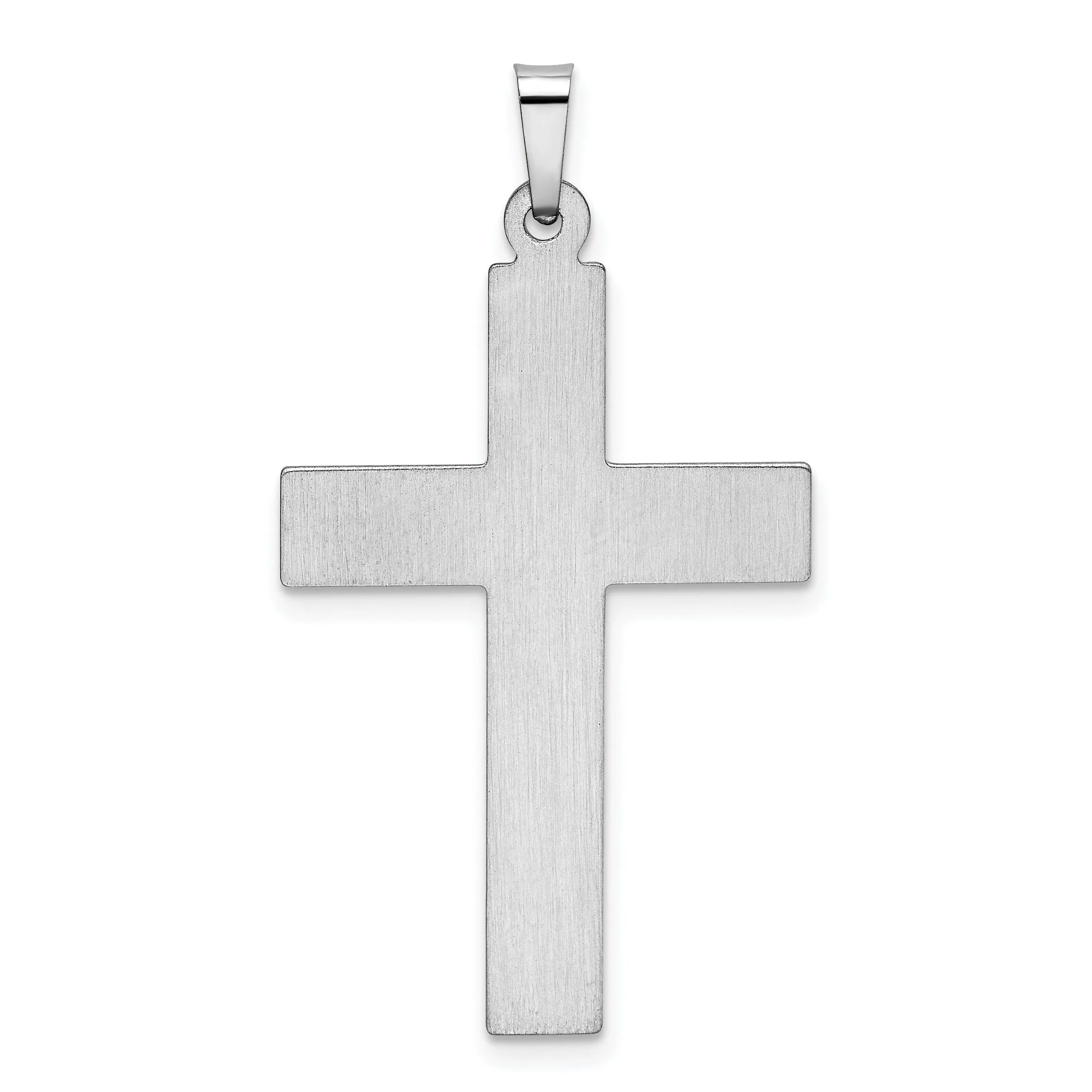 14k White Gold Satin screw Design Cross Pendant