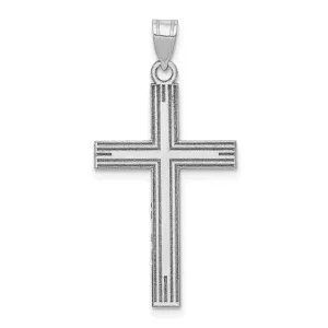 14k White Gold Solid Cross Pendant