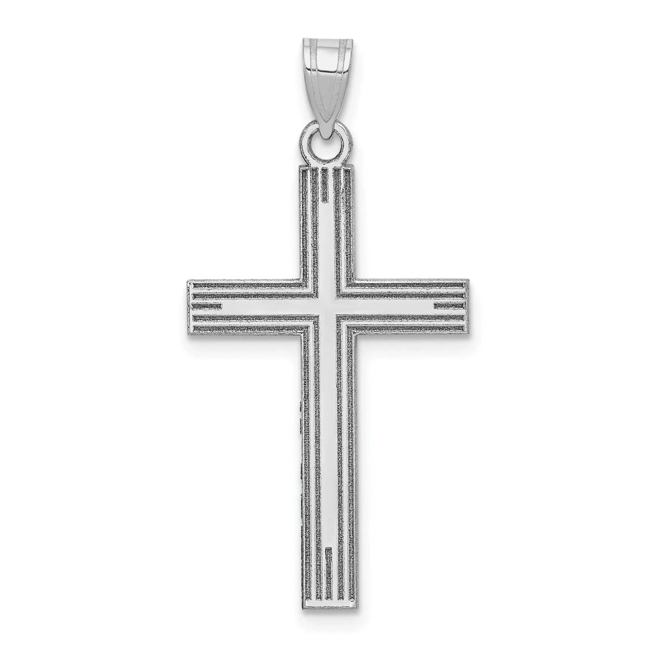 14k White Gold Solid Cross Pendant