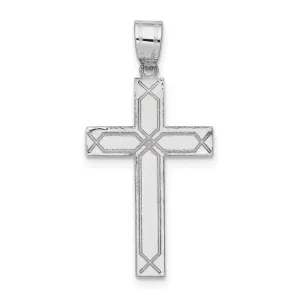 14k White Gold Solid Cross Pendant