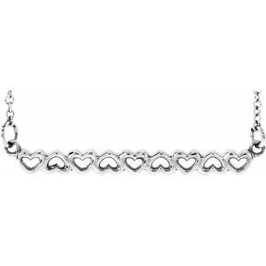 14K White Heart Bar 16-18" Necklace