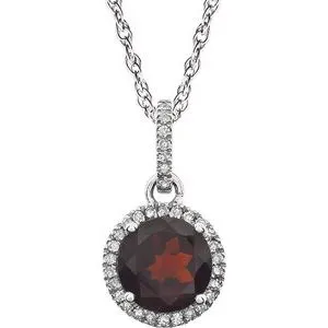 14K White Mozambique Garnet & 1/10 CTW Diamond 18" Necklace