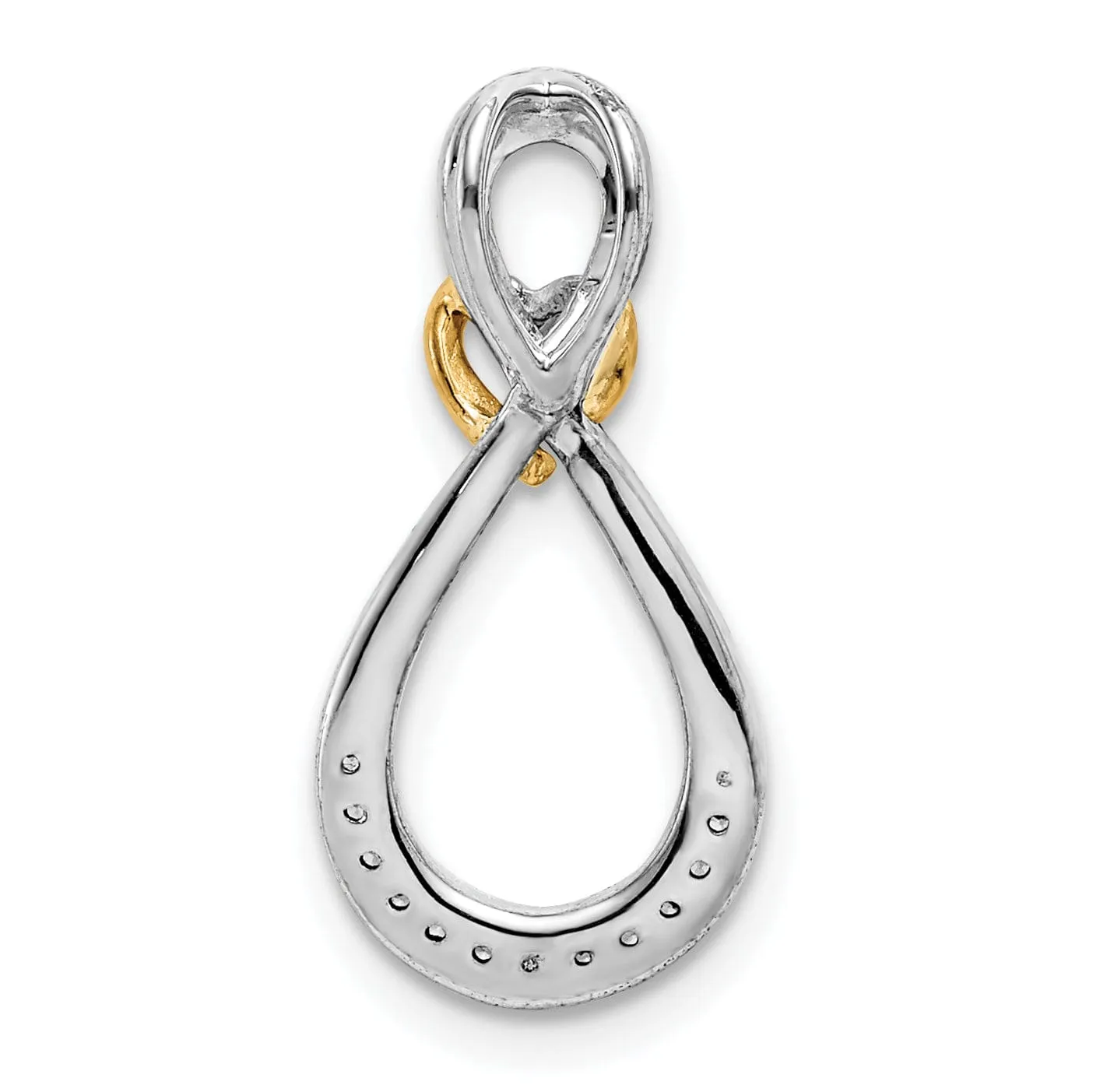 14k White Yellow Gold 0.05-CT Diamond Infinity in Heart Design Chain Slide