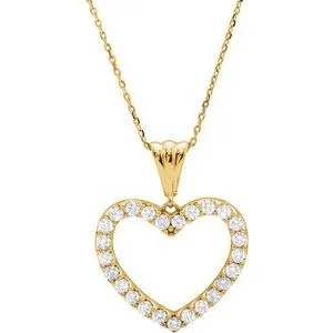 14K Yellow 1 CTW Diamond Heart 18" Necklace