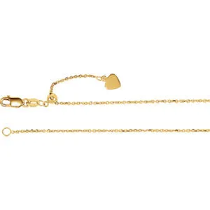 14K Yellow 1 mm Adjustable Cable 22" Chain