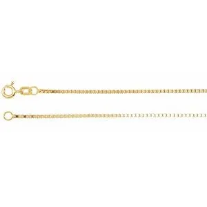 14K Yellow 1.3 mm Diamond Cut Box 18" Chain with Spring Ring
