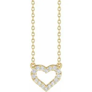14K Yellow 1/5 CTW Lab-Grown Diamond Heart 16-18" Necklace