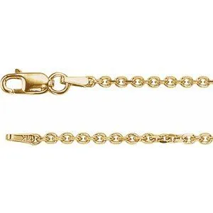 14K Yellow 1.75 mm Solid Diamond-Cut Cable 18" Chain