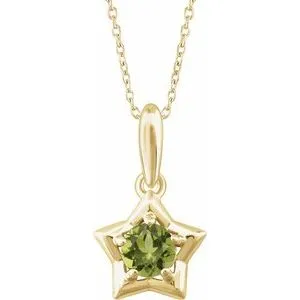 14K Yellow 3 mm Round August Youth Star Birthstone 15" Necklace