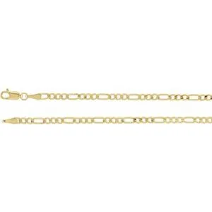 14K Yellow 3 mm Solid Figaro 24" Chain