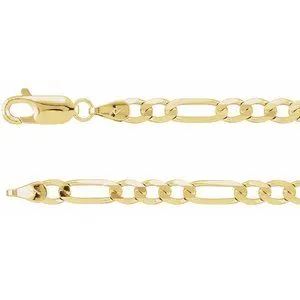 14K Yellow 4 mm Figaro 18" Chain