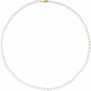 14K Yellow 6-6.5 mm Akoya Cultured Pearl 24" Strand
