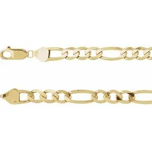 14K Yellow 6.5 mm Figaro 16" Chain