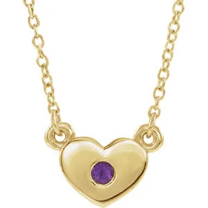 14K Yellow Amethyst Heart 16" Necklace