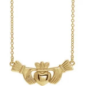 14K Yellow Claddagh 16" Necklace