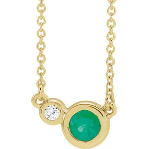 14K Yellow Emerald & .03 CTW Diamond 18" Necklace
