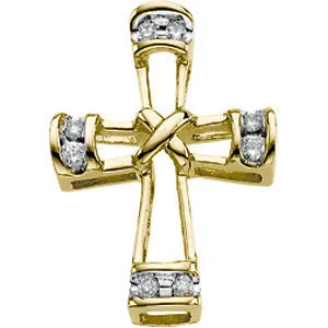 14k Yellow Gold .08 CTW Diamond Outside Cross Pendant
