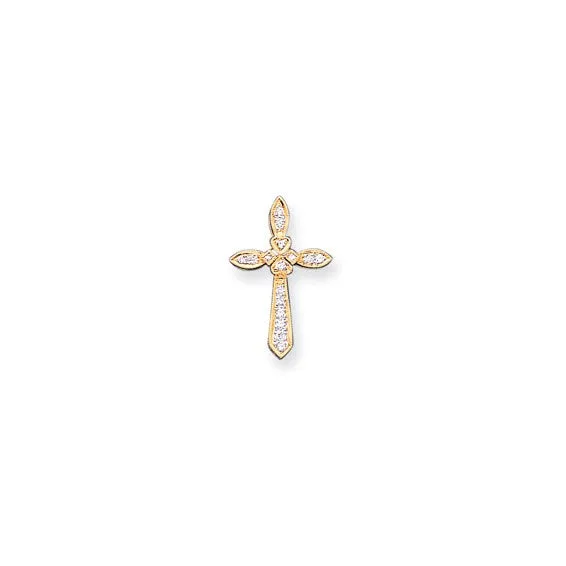 14k Yellow Gold .15cttw Diamond Cross Pendant
