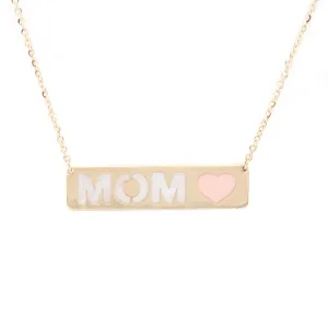 14k Yellow Gold & Mother of Pearl Bar Pendant