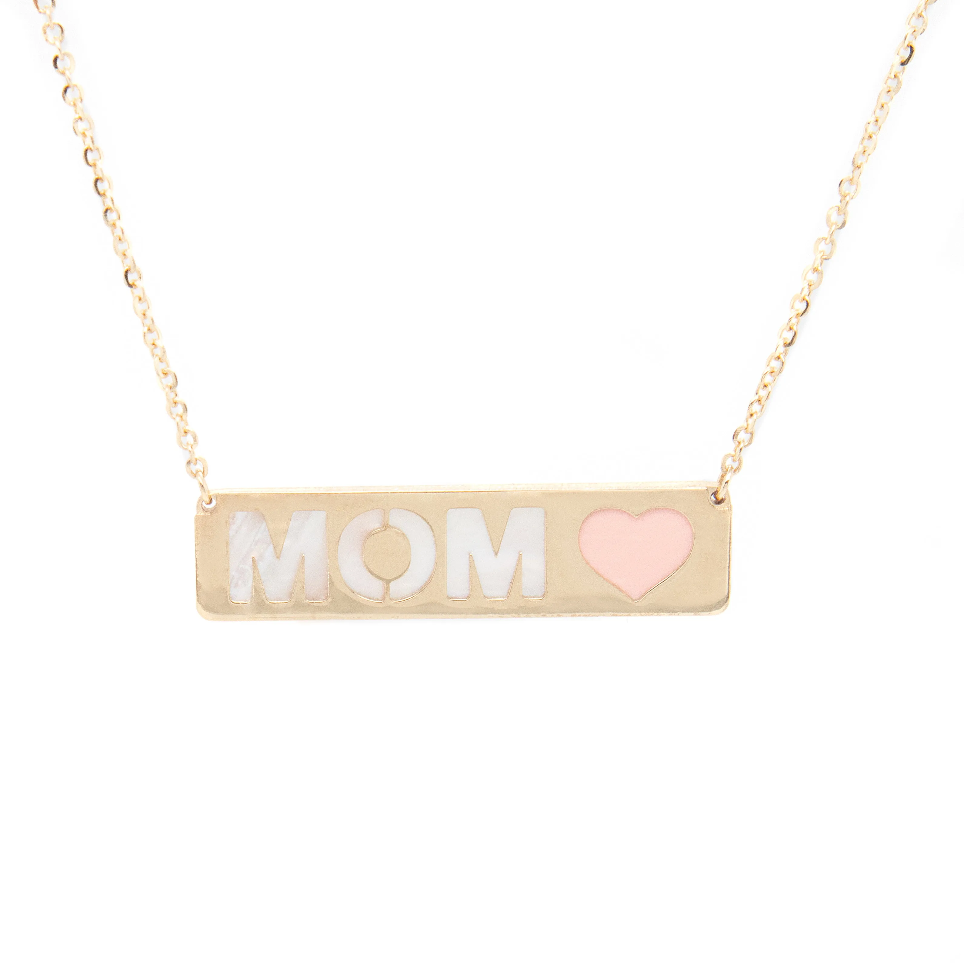 14k Yellow Gold & Mother of Pearl Bar Pendant