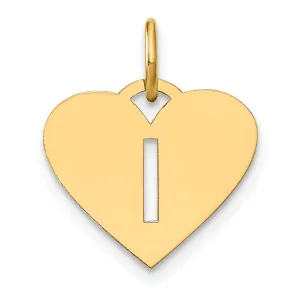 14k Yellow Gold Heart Cut-Out Letter I Initial Pendant
