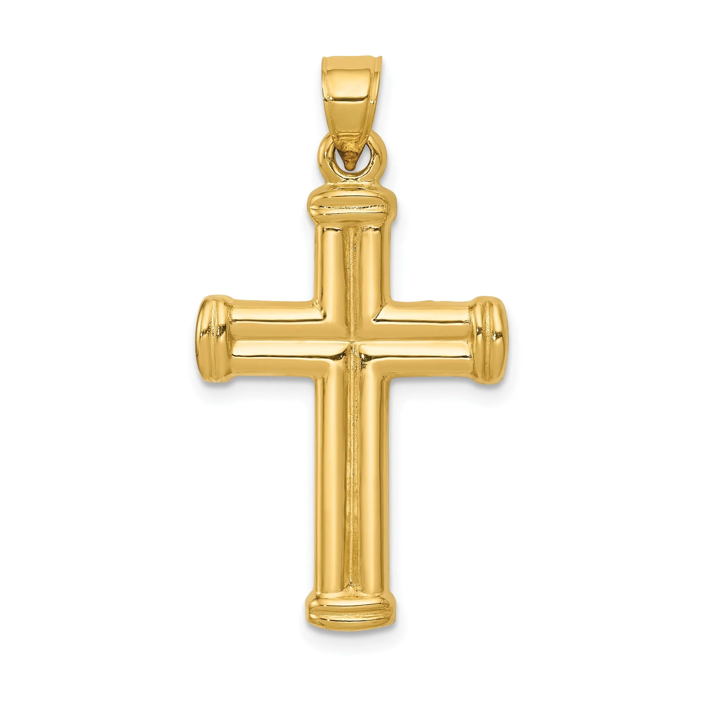 14k Yellow Gold Hollow Cross Pendant