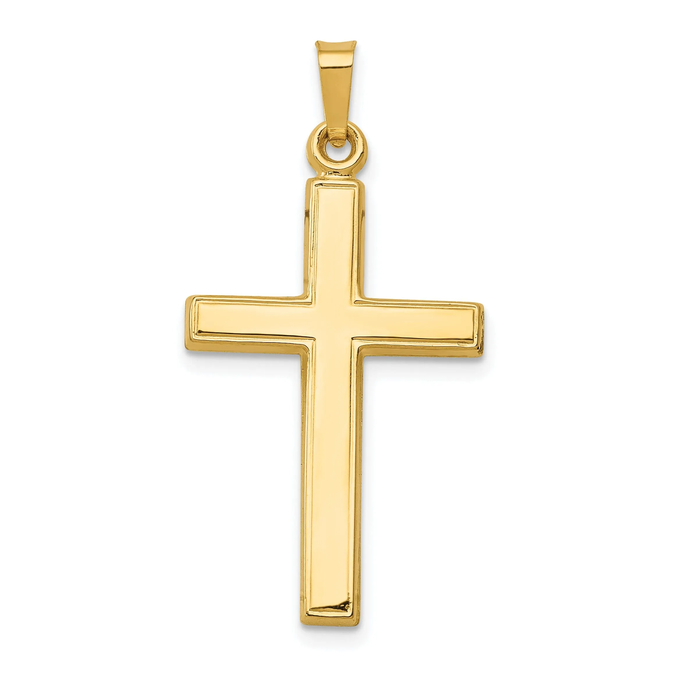 14k Yellow Gold Hollow Cross Pendant