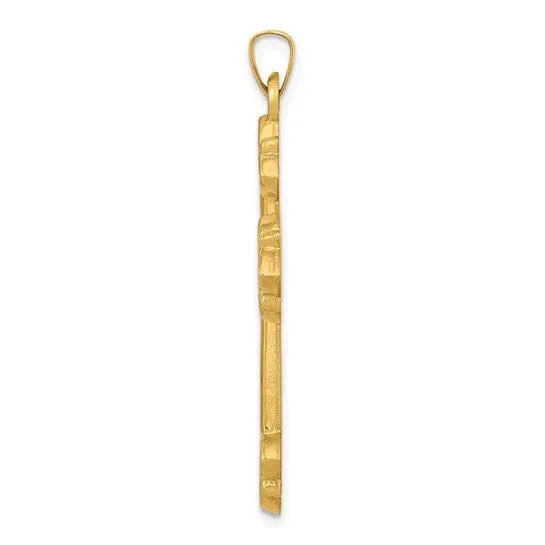 14k Yellow Gold Hollow Cross Pendant