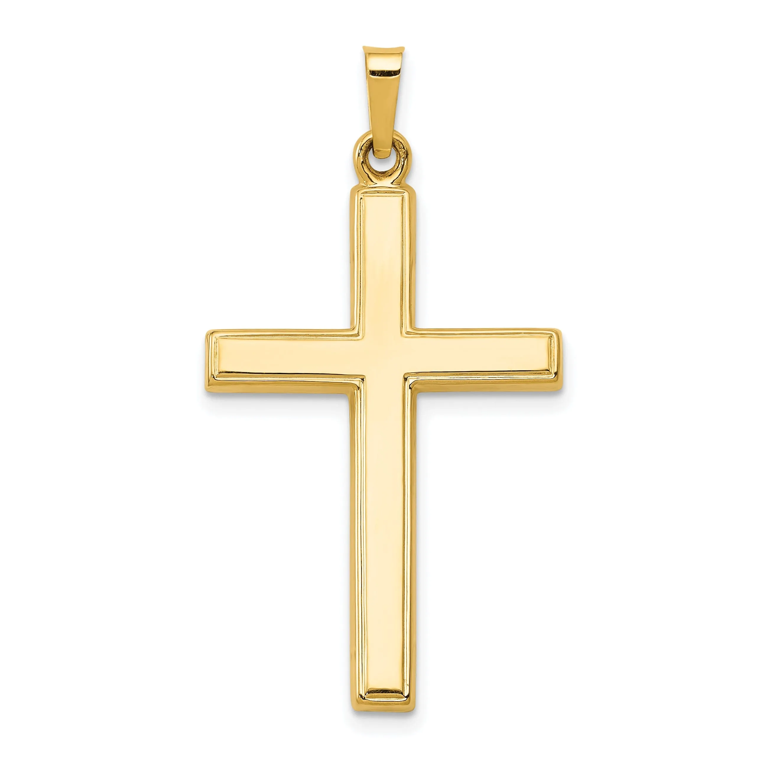 14k Yellow Gold Hollow Cross Pendant