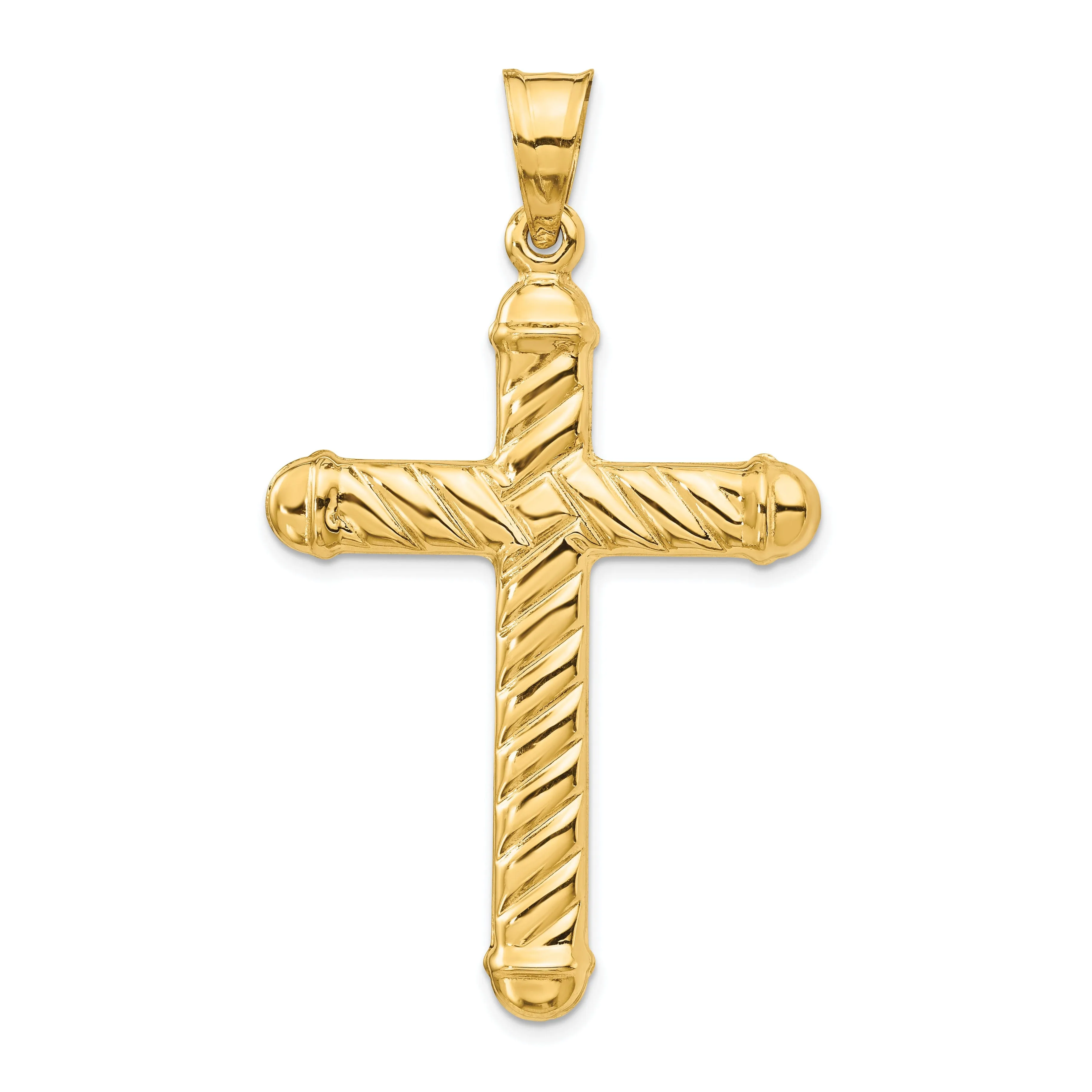 14k Yellow Gold Hollow Cross Pendant
