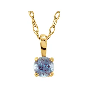14k Yellow Gold Imitation Alexandrite "June" Birthstone 14" Necklace