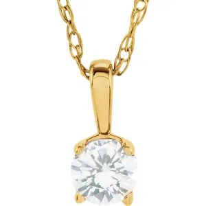 14k Yellow Gold Imitation Diamond "April" Birthstone 14" Necklace