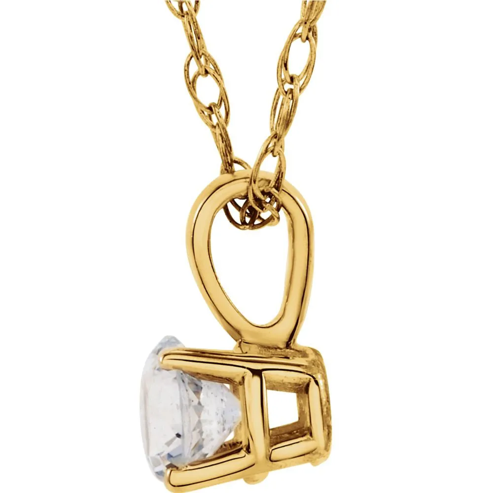14k Yellow Gold Imitation Diamond "April" Birthstone 14" Necklace