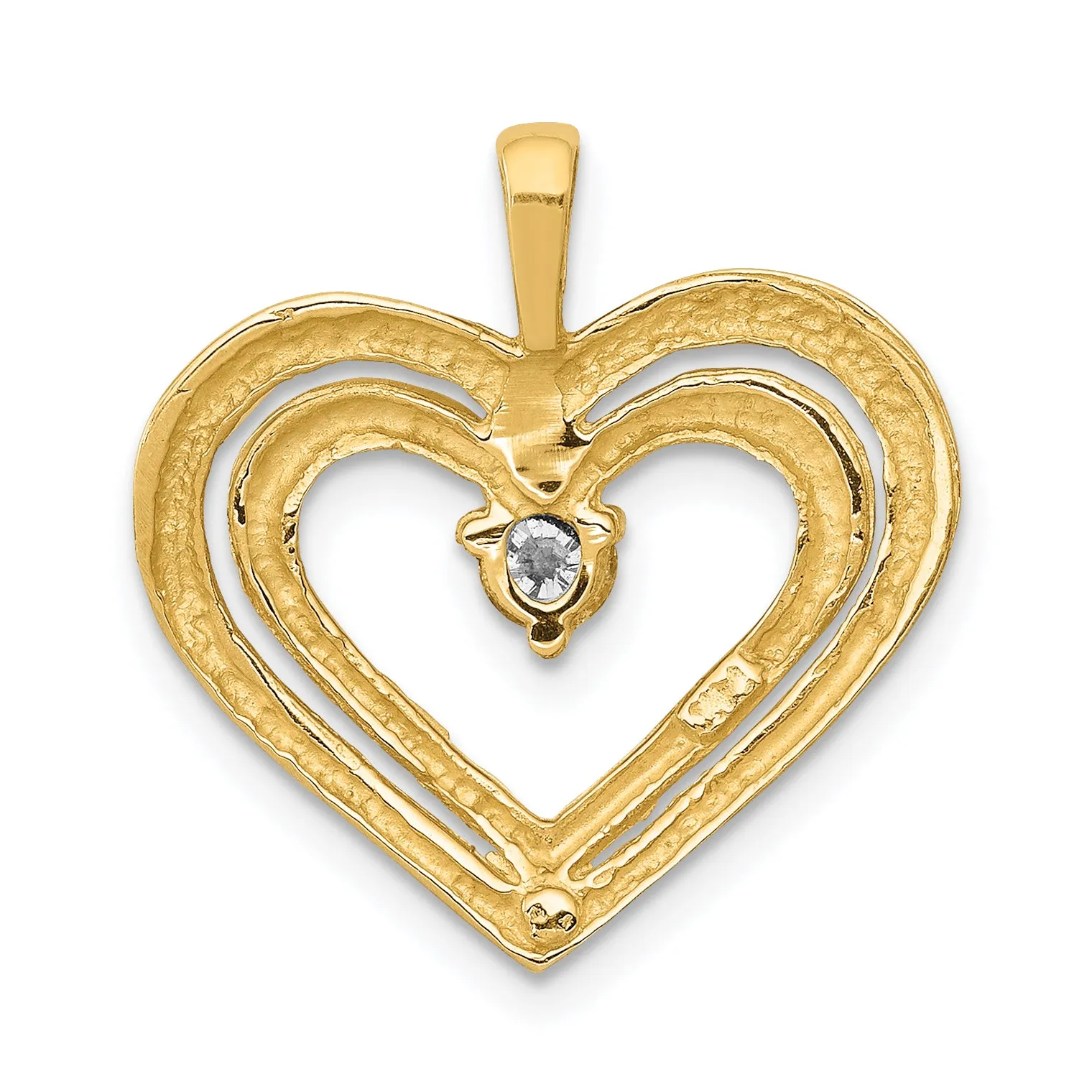 14k Yellow Gold L1 Clarity, G i Color Diamond Double Heart Pendant