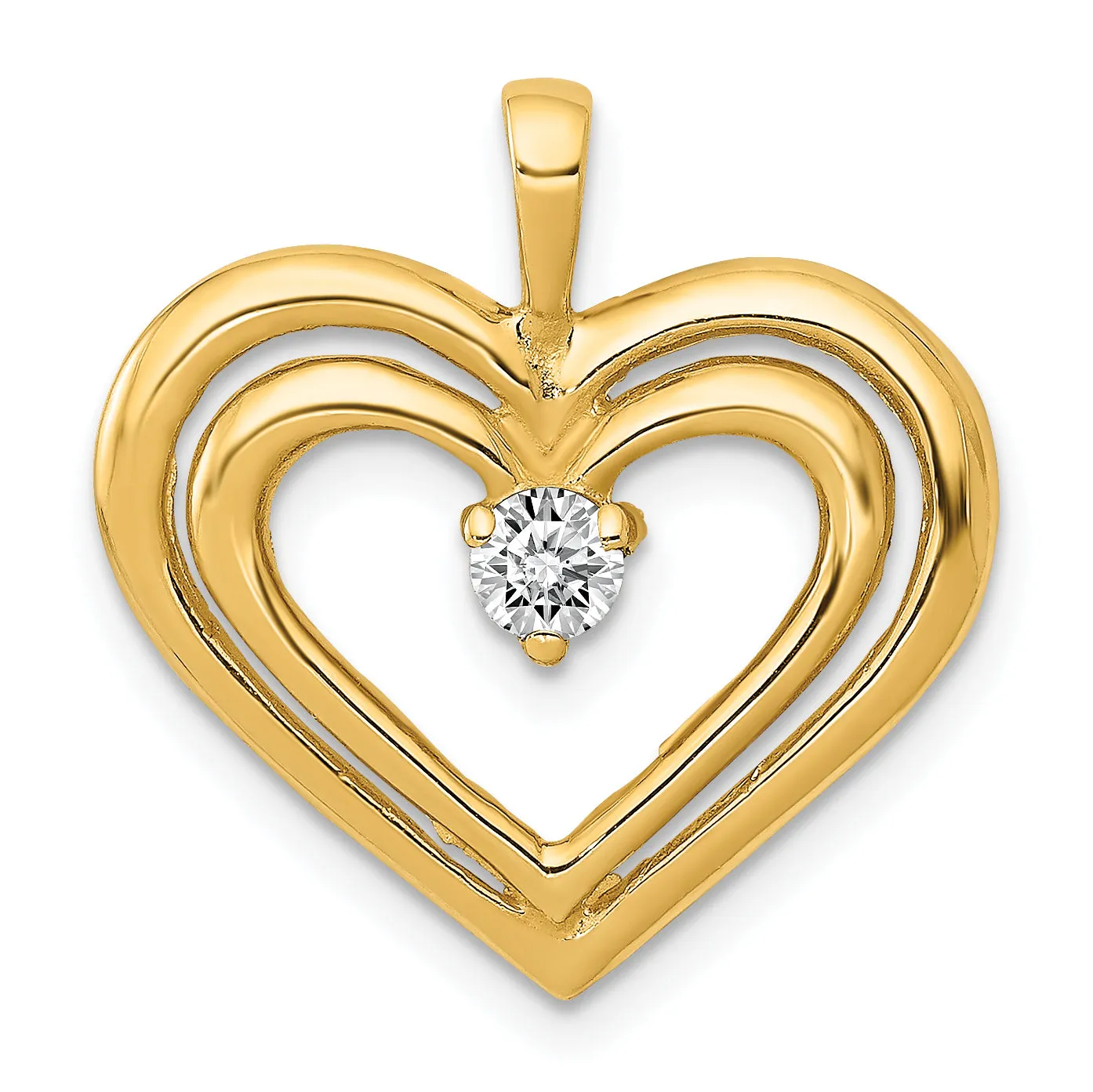 14k Yellow Gold L1 Clarity, G i Color Diamond Double Heart Pendant