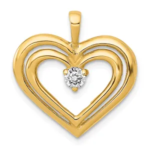 14k Yellow Gold L1 Clarity, G i Color Diamond Double Heart Pendant