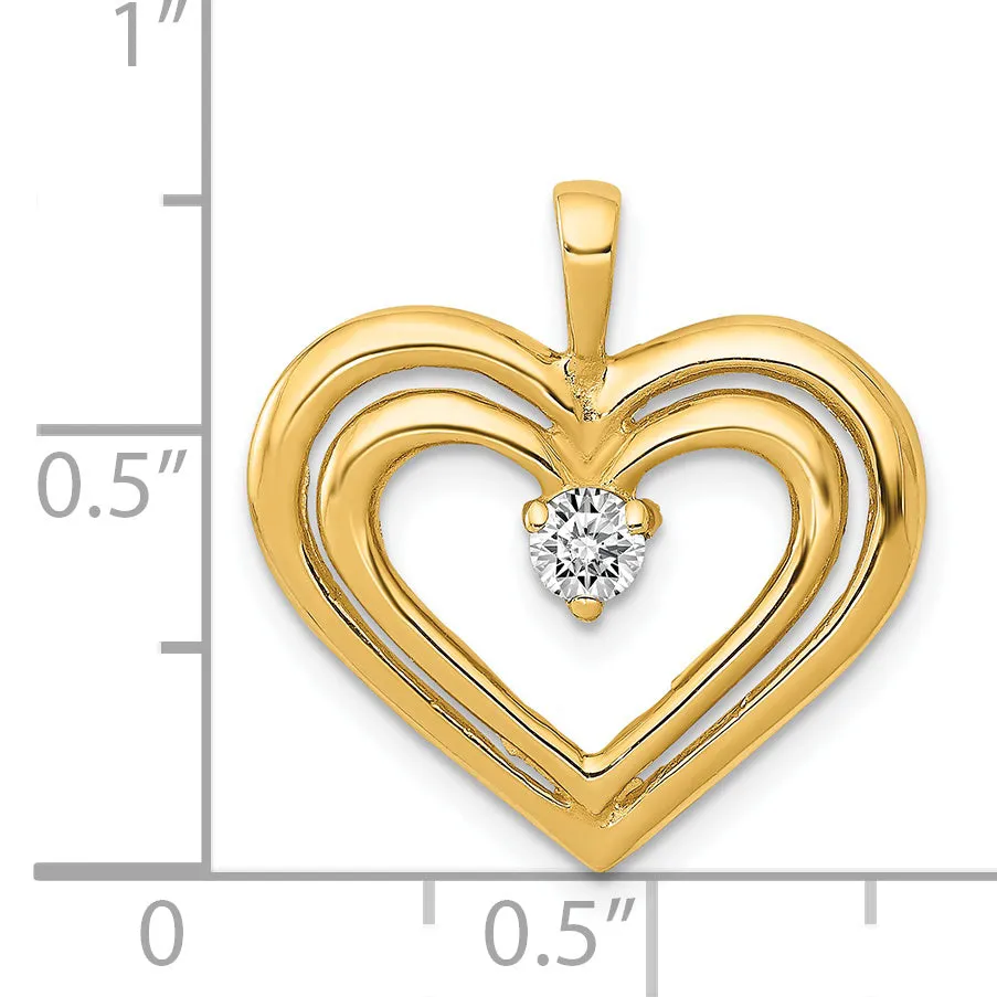14k Yellow Gold L1 Clarity, G i Color Diamond Double Heart Pendant