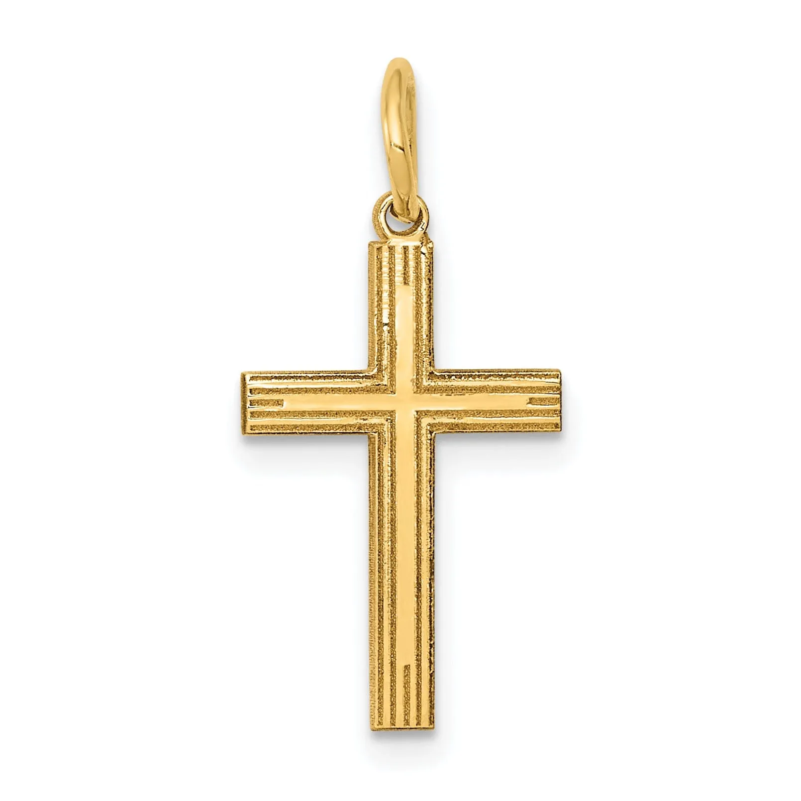 14k Yellow Gold Laser Designed Cross Pendant