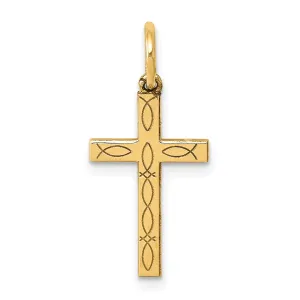 14k Yellow Gold Laser Designed Cross Pendant