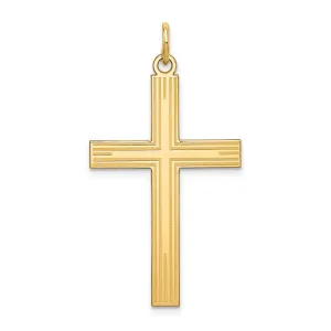 14k Yellow Gold Laser Designed Cross Pendant
