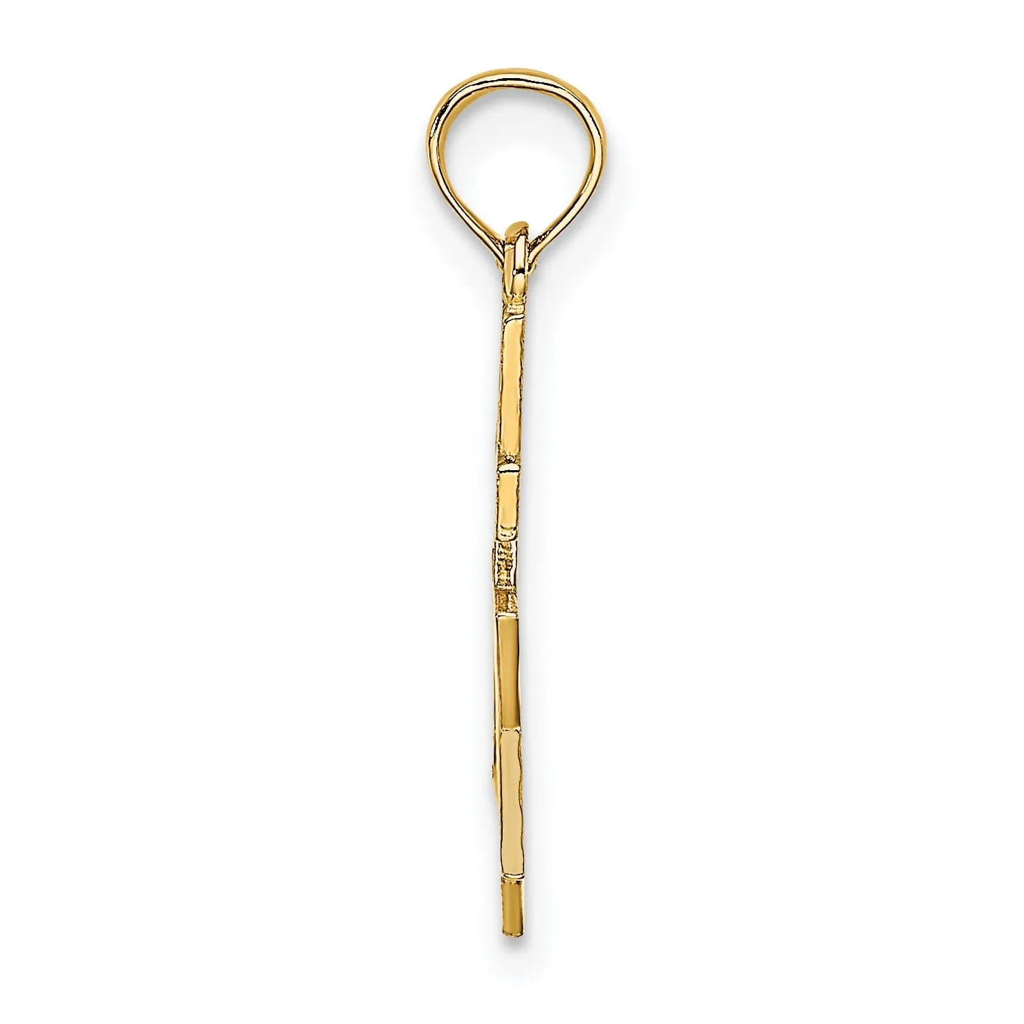 14K Yellow Gold Polish Texture Finish Star Of David and Cross Pendant