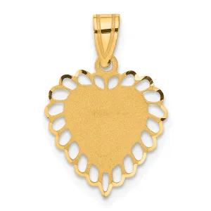 14k Yellow Gold Polished Border Heart Pendant