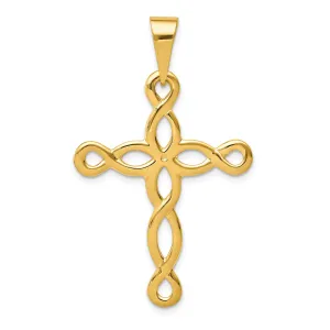 14k Yellow Gold Polished Cross Pendant
