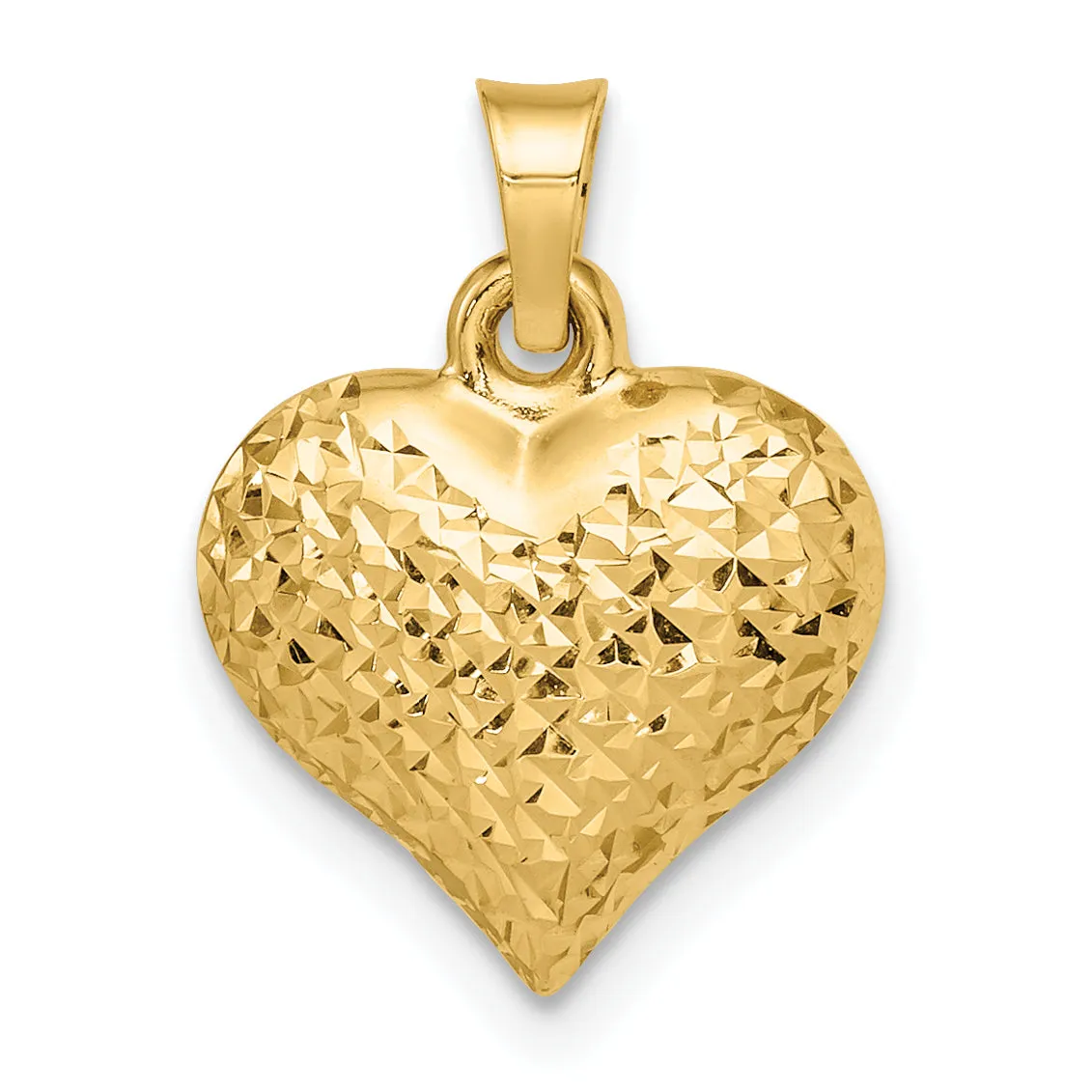 14k Yellow Gold Polished D.C Large Puffed Heart Pendant