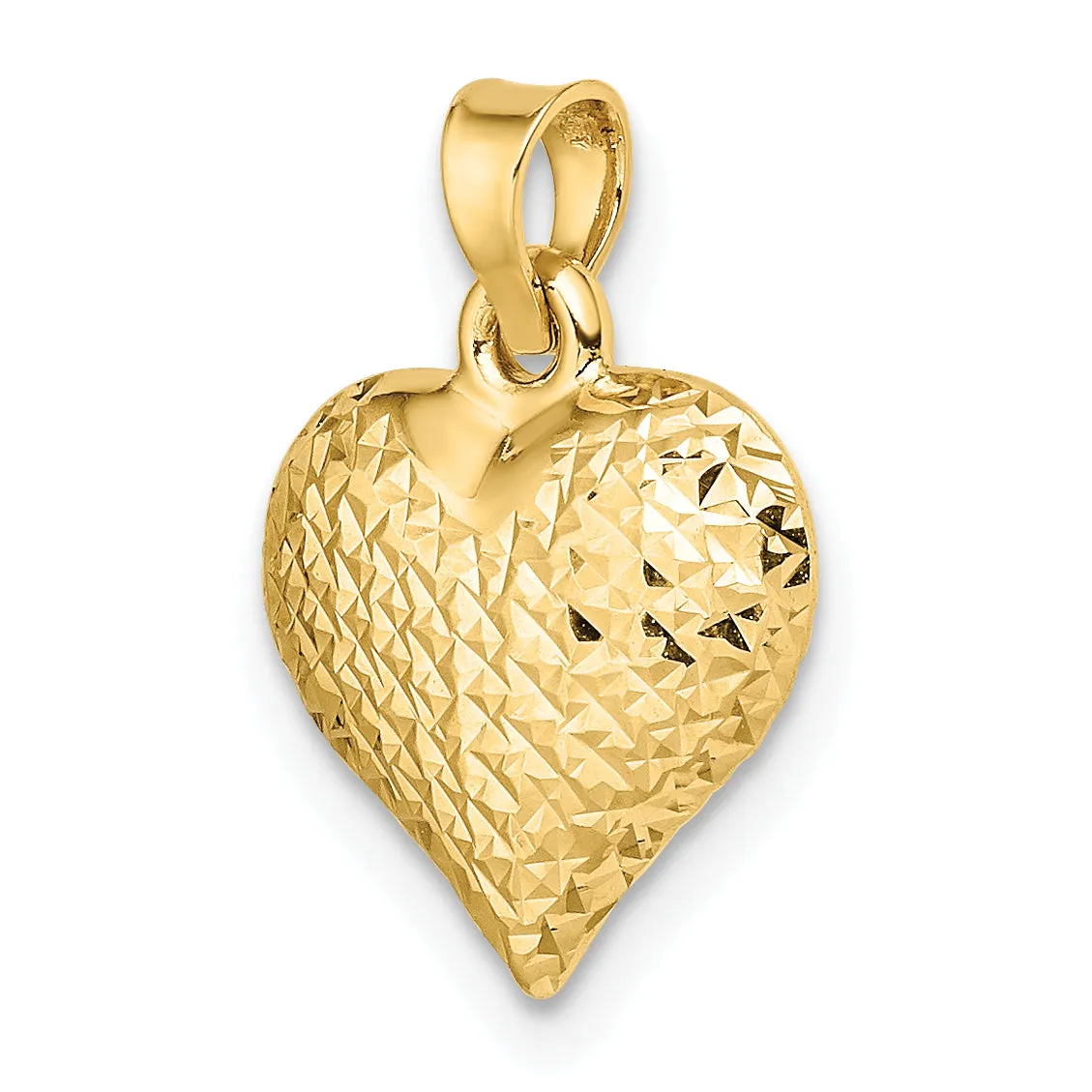 14k Yellow Gold Polished D.C Large Puffed Heart Pendant
