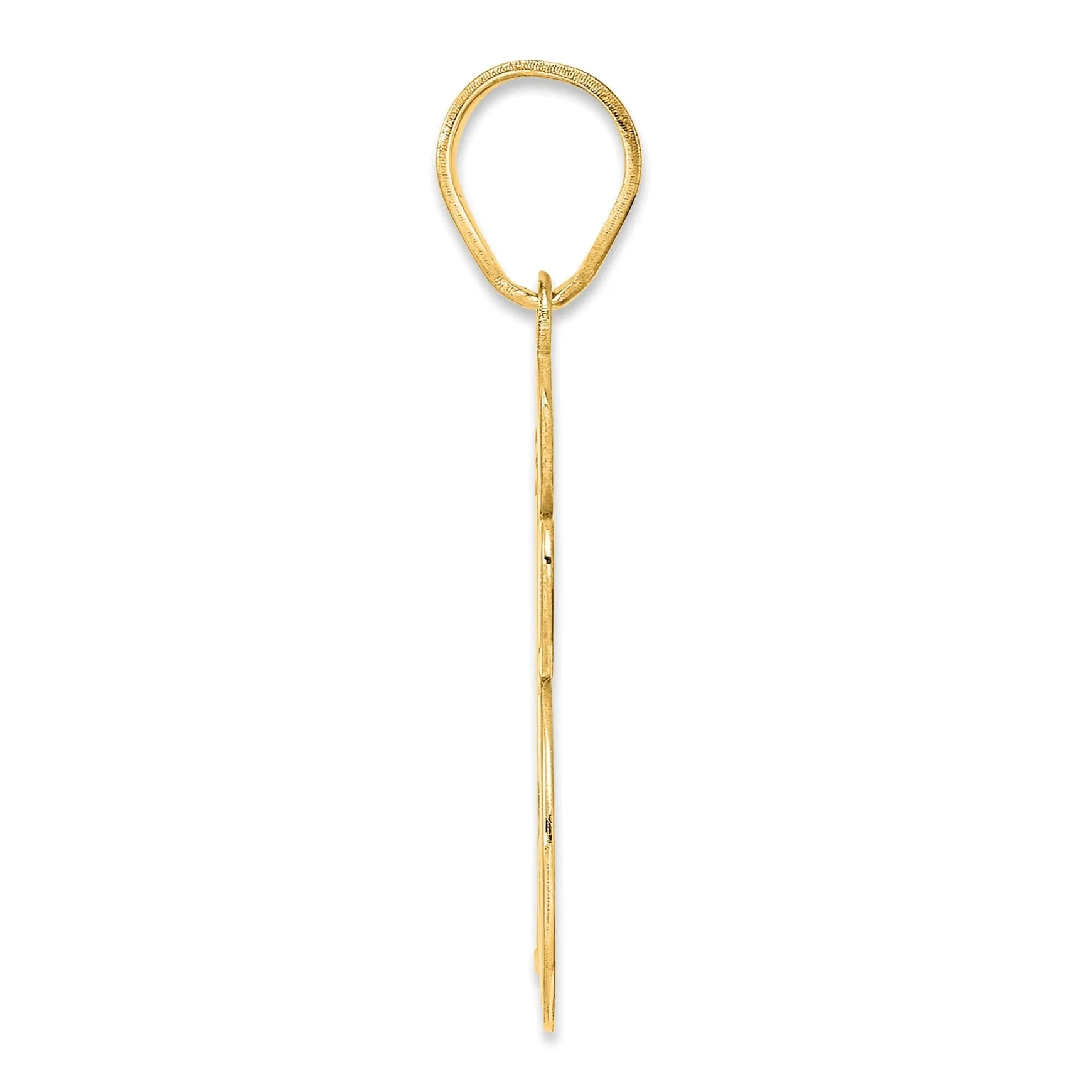 14k Yellow Gold Polished Finish Script Design Number 15 Charm Pendant