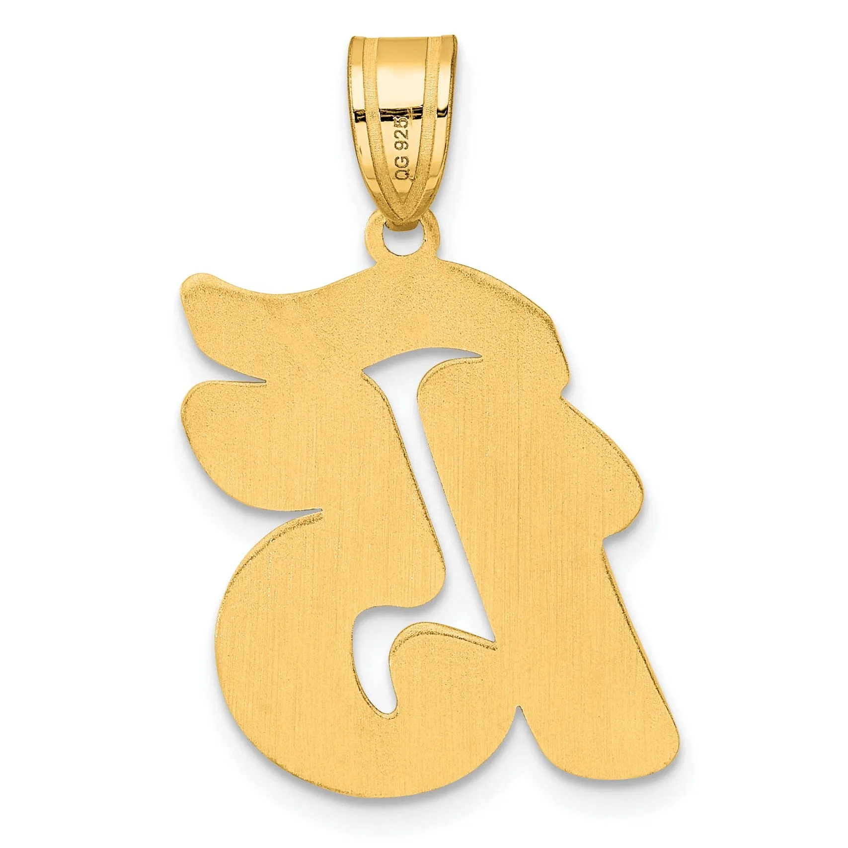 14k Yellow Gold Polished Finish Script Design Number 15 Charm Pendant