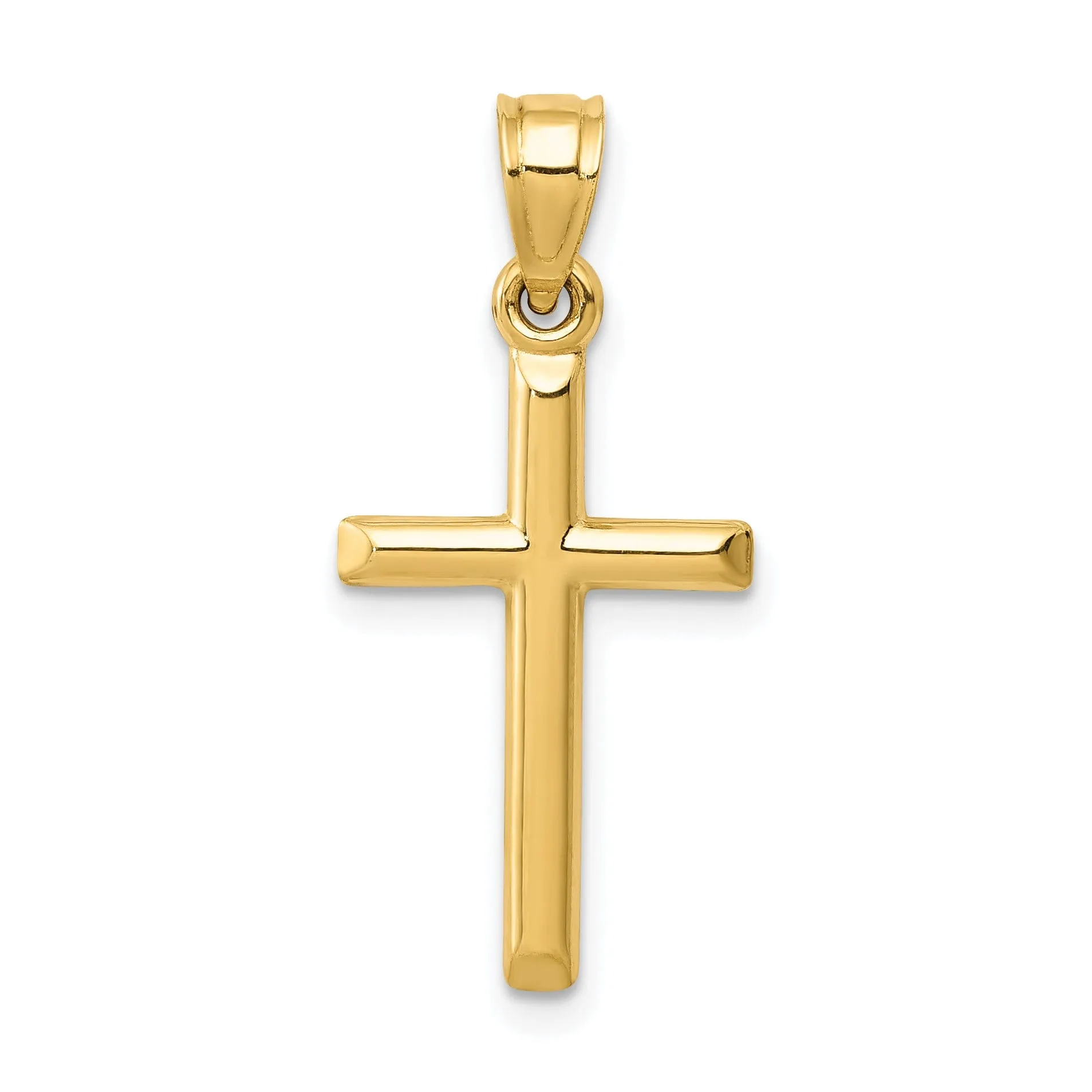 14k Yellow Gold Polished Hollow Cross Pendant